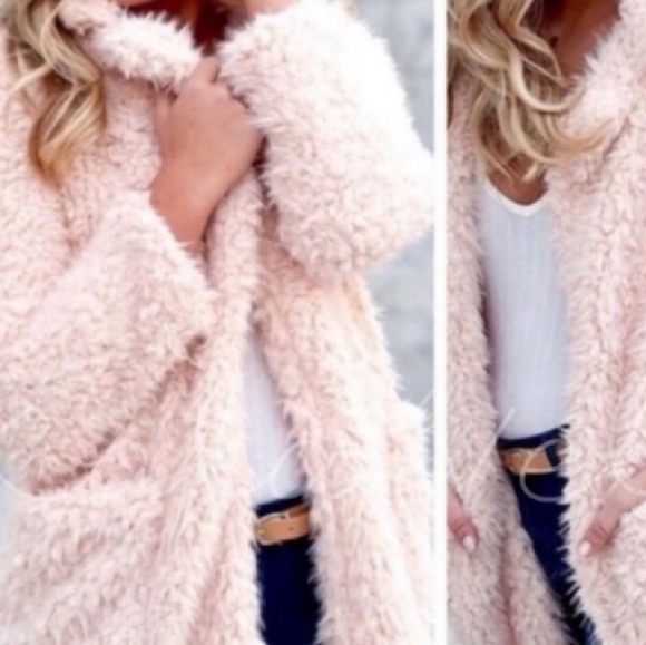 Jackets & Blazers - Blush faux fur soft cozy coat